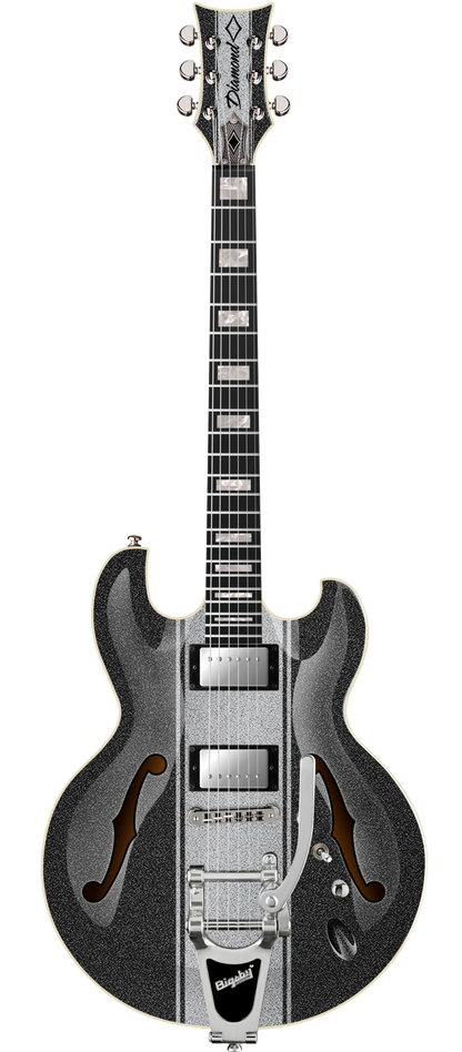 Imperial ST SH BG - Charcoal Sparkle with Silver Sparkle Stripes