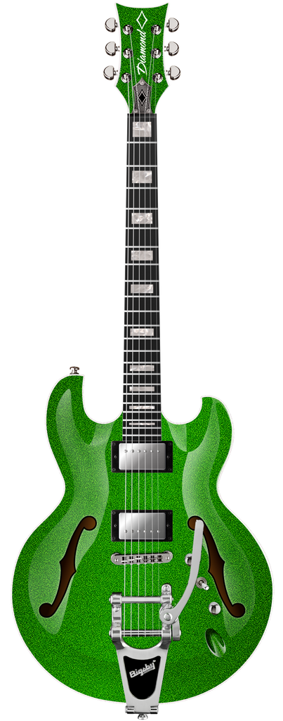 Diamond Imperial ST Semi-Hollow Electric Guitar with Bigsby Tremolo - Lime Green Sparkle