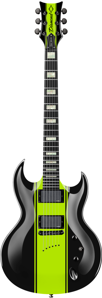 Diamond Renegade EM Electric Guitar - Black and Hemi-Green