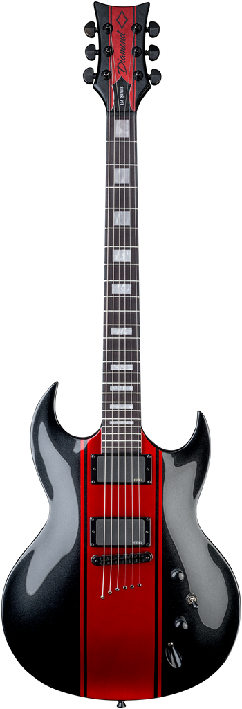 Diamond Renegade EM Electric Guitar - Black with Red Stripes